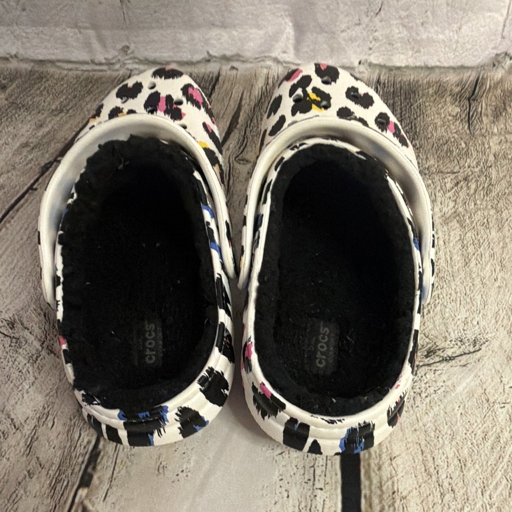 Crocs Classic Lined Animal Print Leopard Clog Multicolor Slip On Women's US 3 - Picture 3 of 6